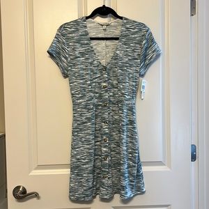 Speechless teal and white short sleeve dress, size small